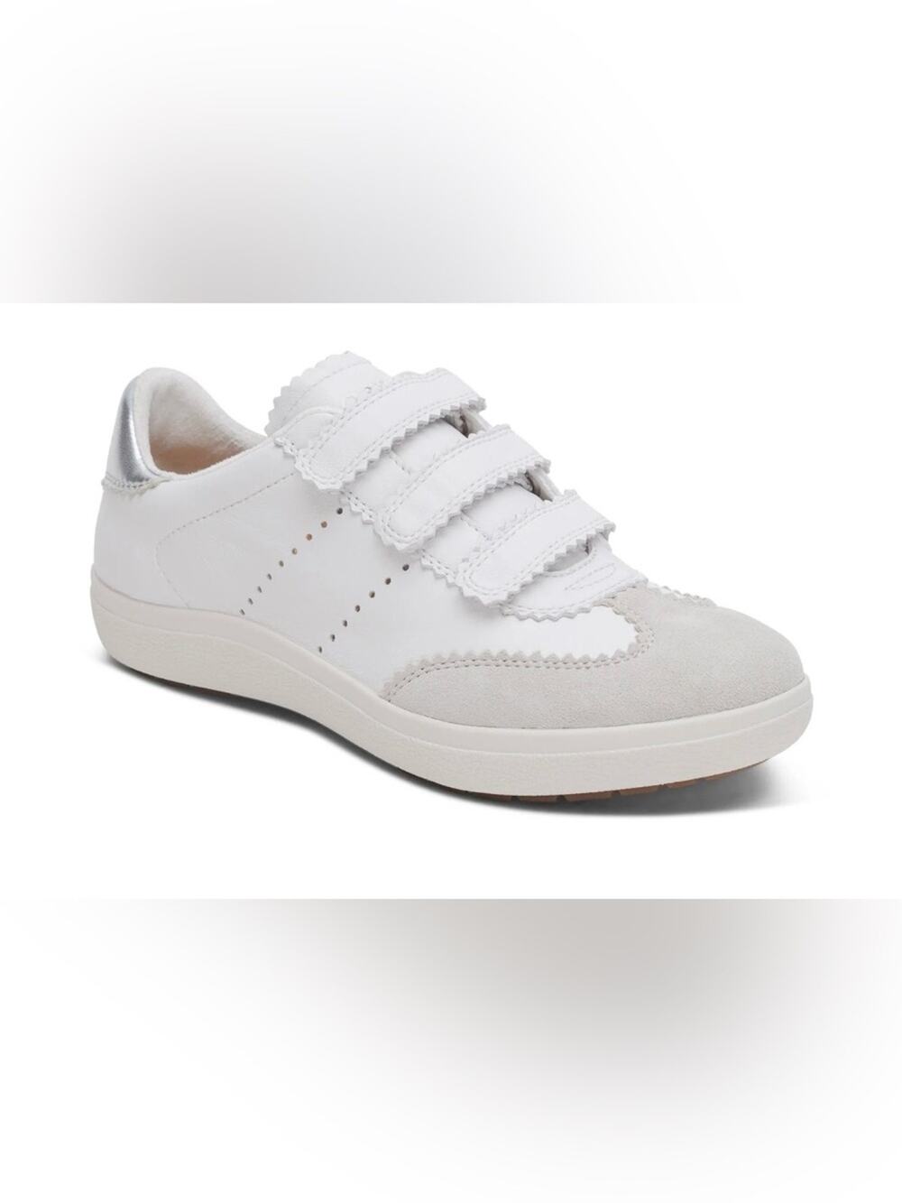 NEW Aetrex Morgan Arch Support Sneakers White Leather Hook Loop EU 39 US 8.5